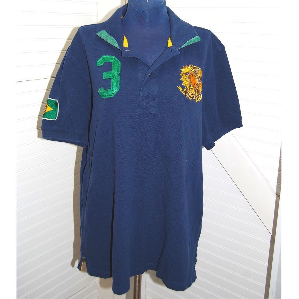 Vintage Mondetta Polo Shirt Men's Large‎ Brasil Soccer Sport Embroidered Logo